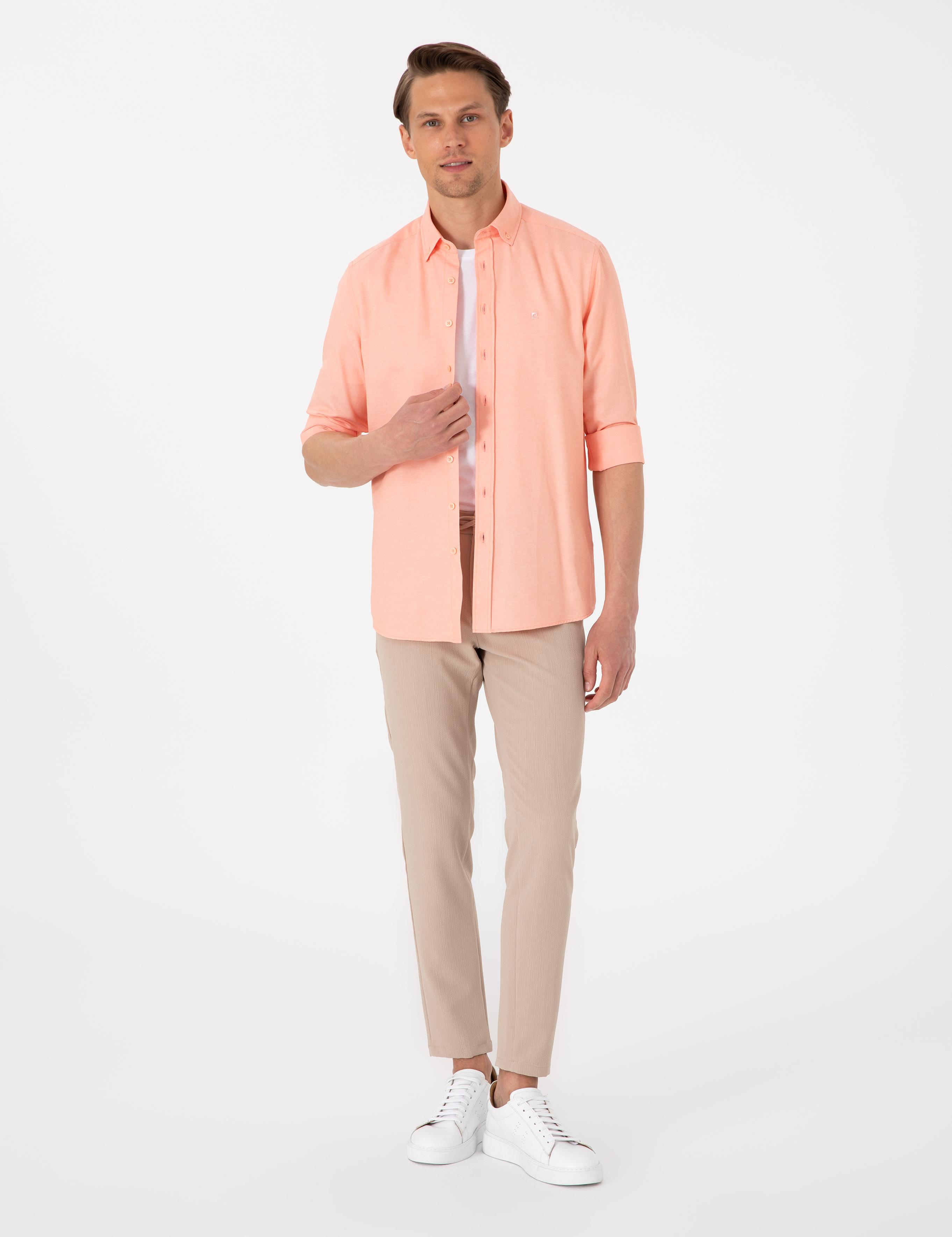 Mercan Oxford Slim Fit Kolay Ütülenebilir Gömlek