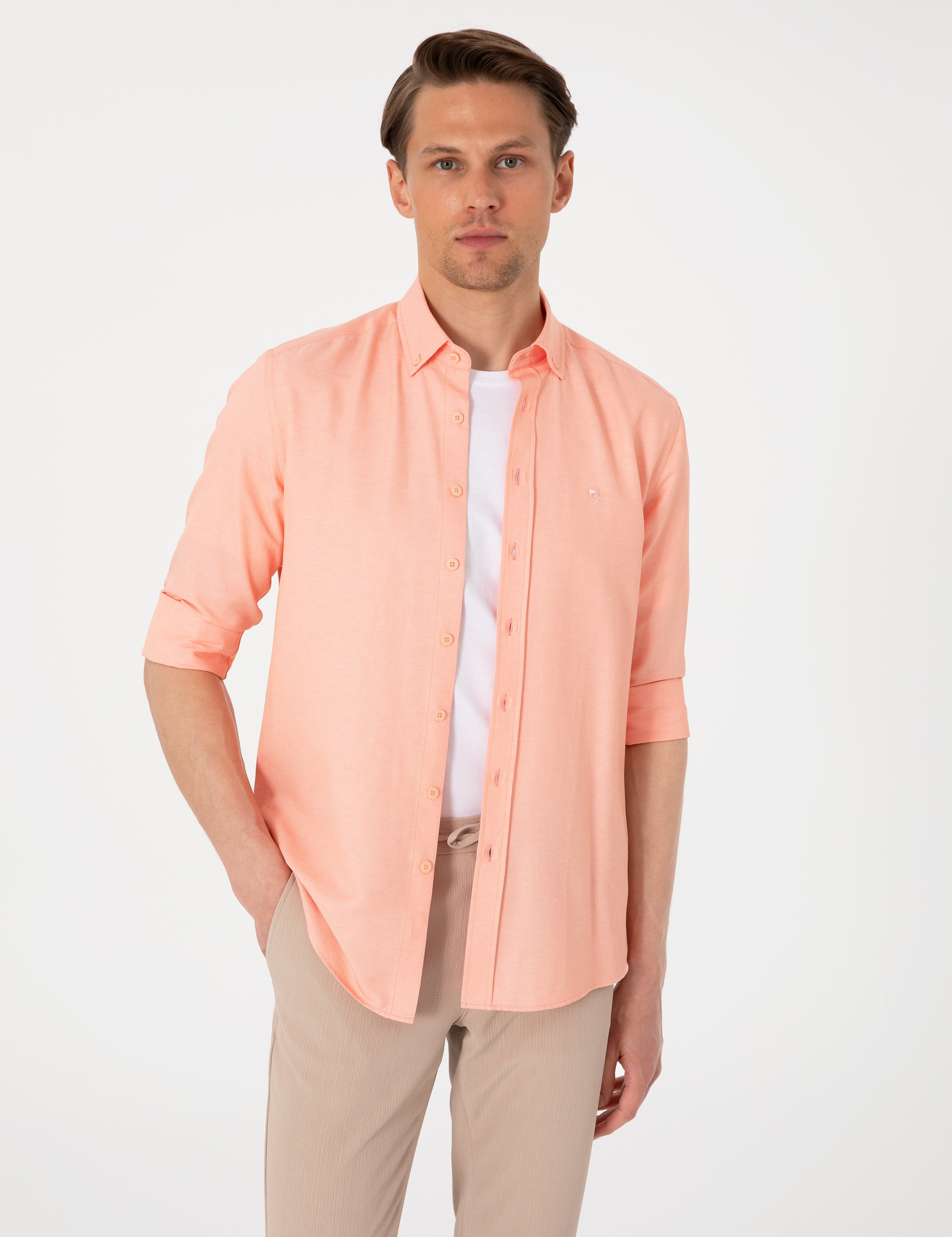 Mercan Oxford Slim Fit Kolay Ütülenebilir Gömlek - Image 1