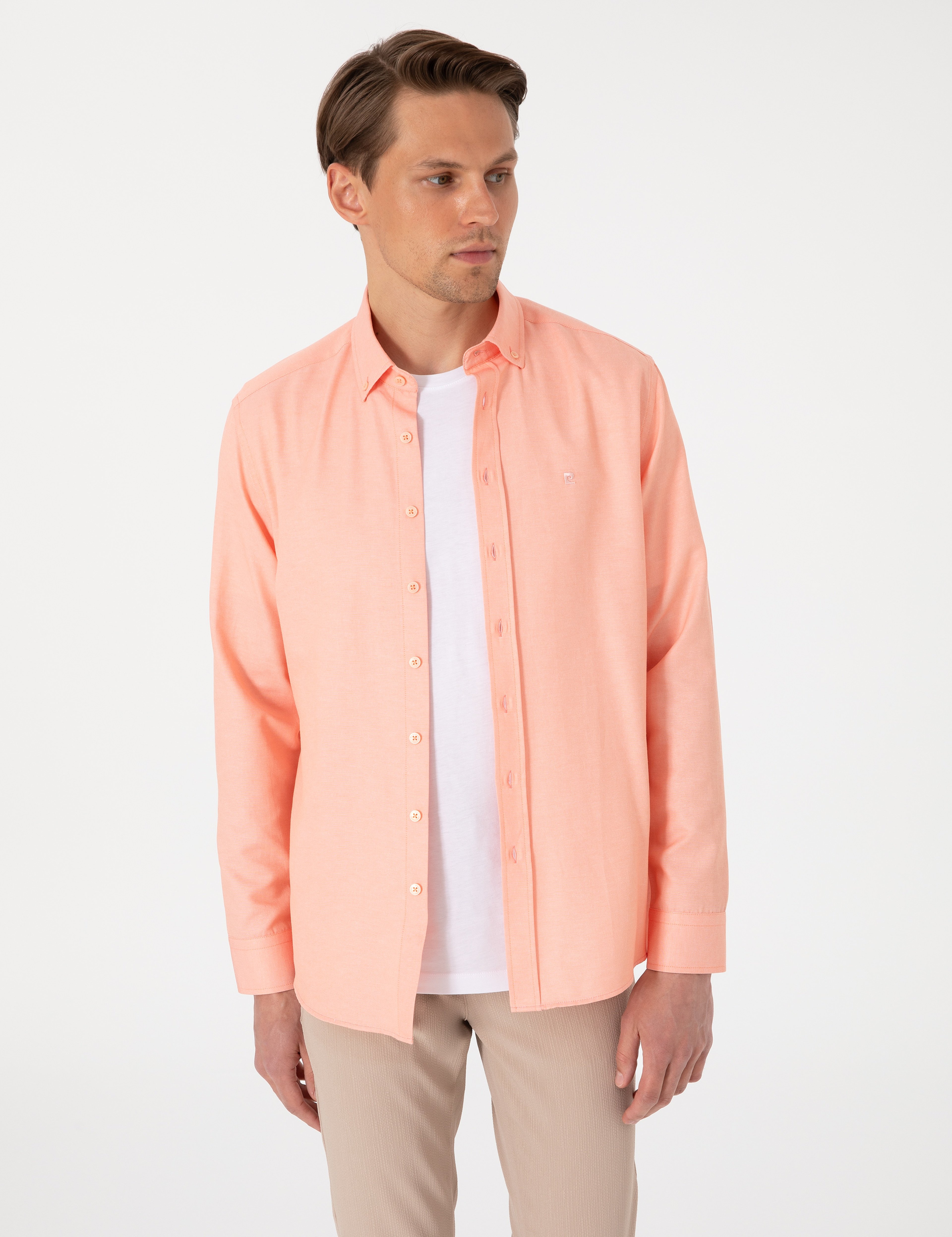 Mercan Oxford Slim Fit Kolay Ütülenebilir Gömlek - Image 3