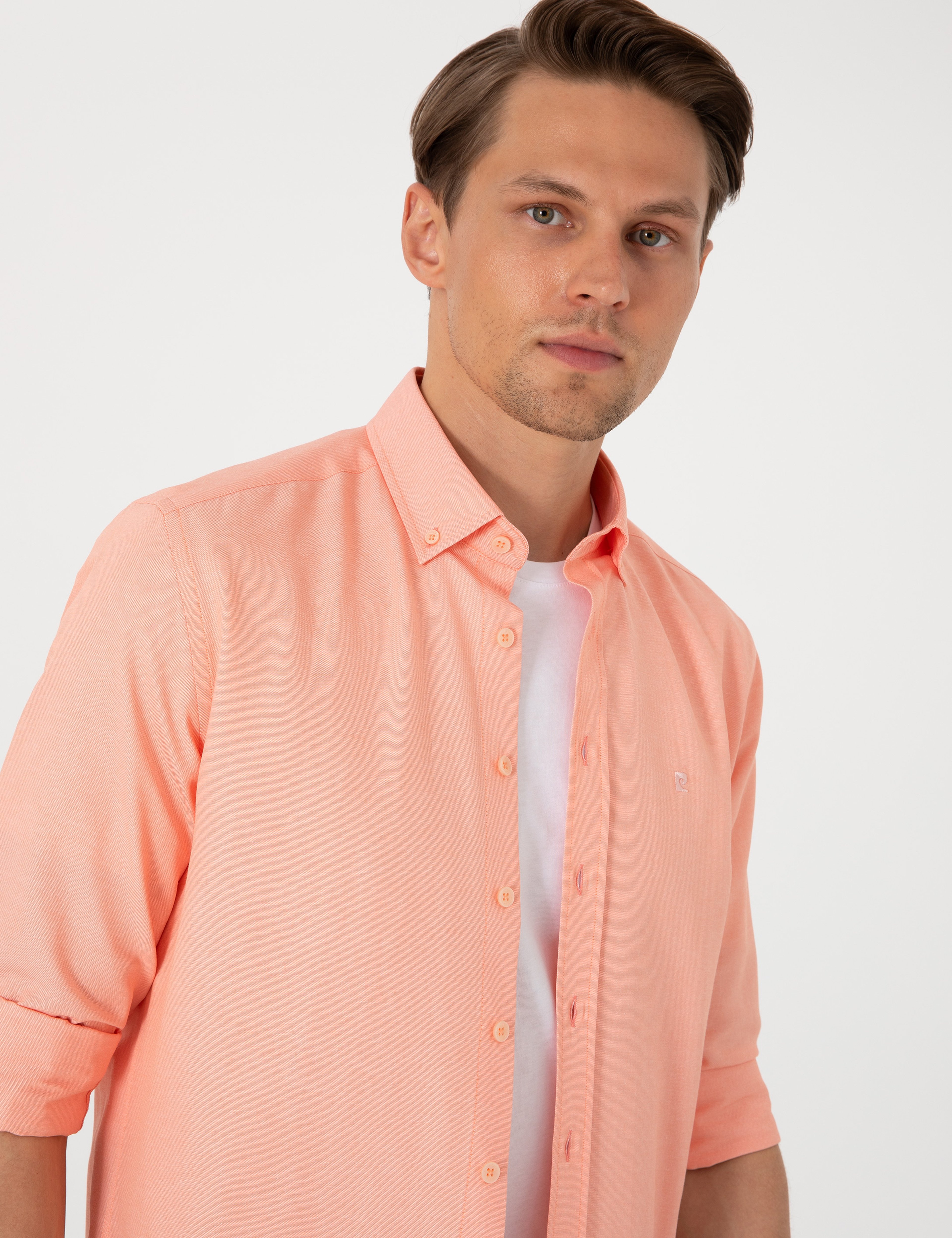 Mercan Oxford Slim Fit Kolay Ütülenebilir Gömlek - Image 2