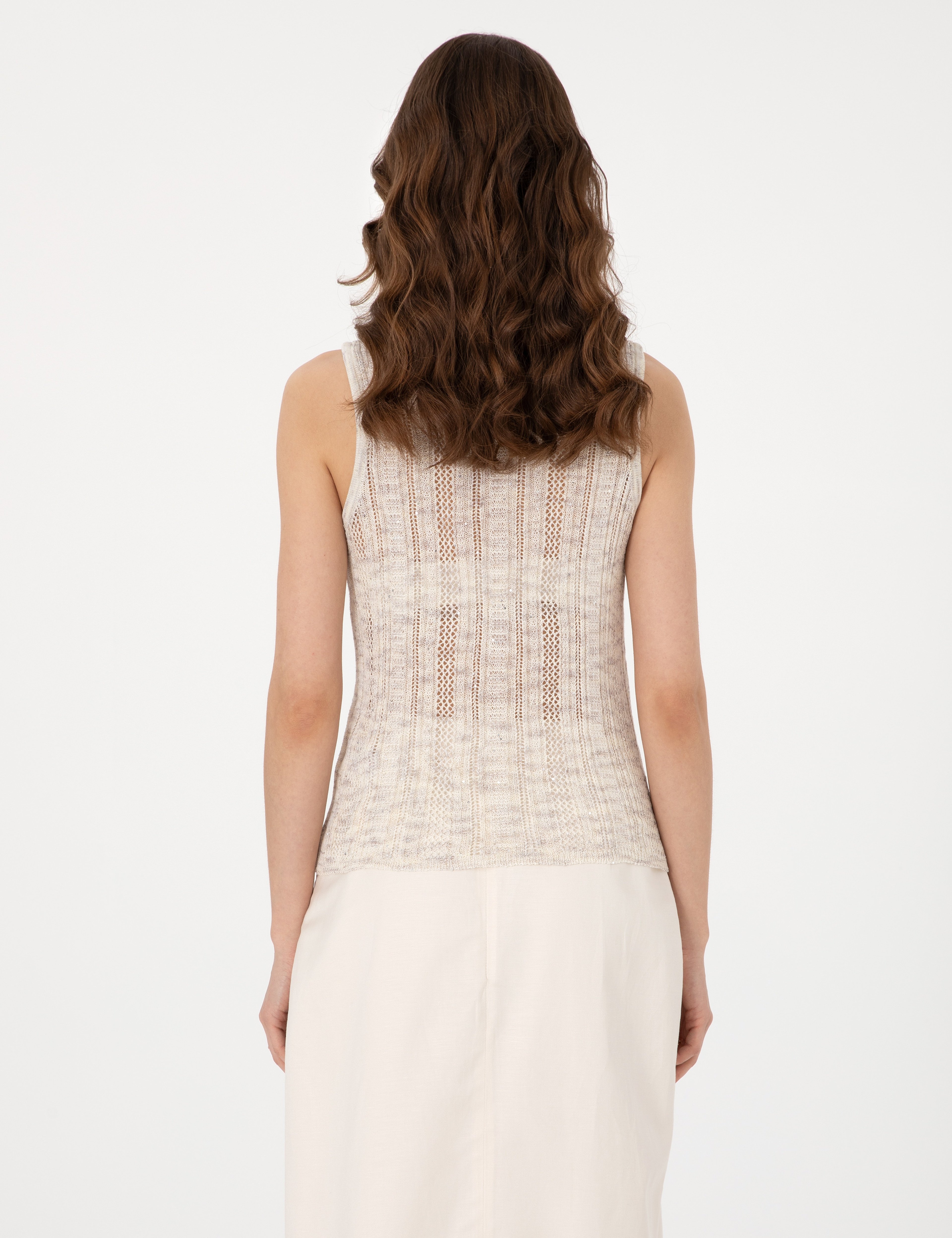 Kum Slim Fit Keten Karışımlı Triko Tişört