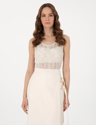 Kum Slim Fit Keten Karışımlı Triko Tişört
