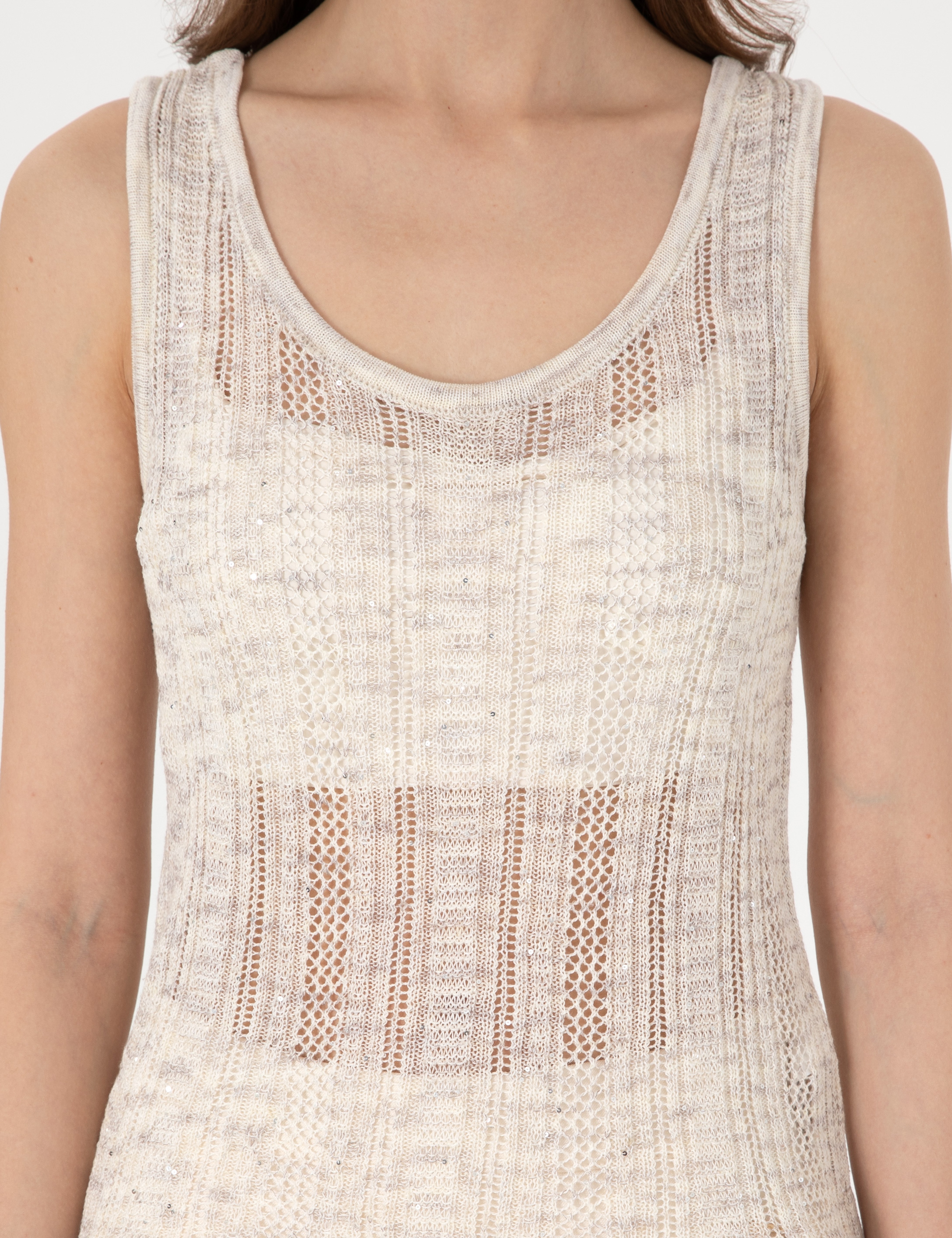 Kum Slim Fit Keten Karışımlı Triko Tişört - Image 6