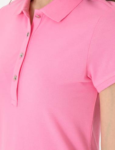 Pembe Slim Fit Pamuklu Polo Yaka Basic Tişört