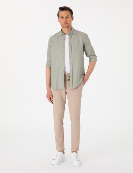 Haki Oxford Slim Fit Kolay Ütülenebilir Gömlek - 50306996061