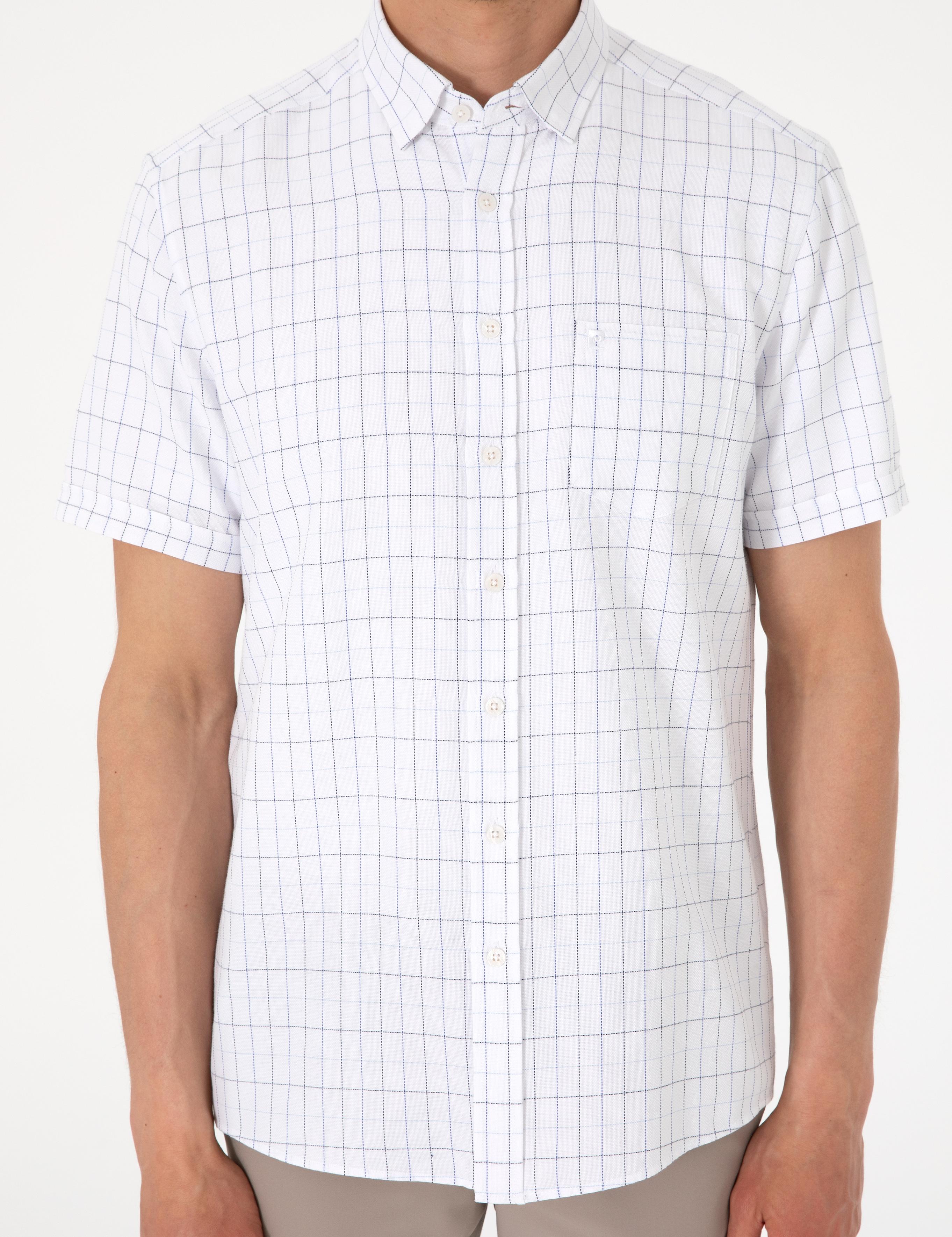 Beyaz Regular Fit Kısa Kollu Gömlek