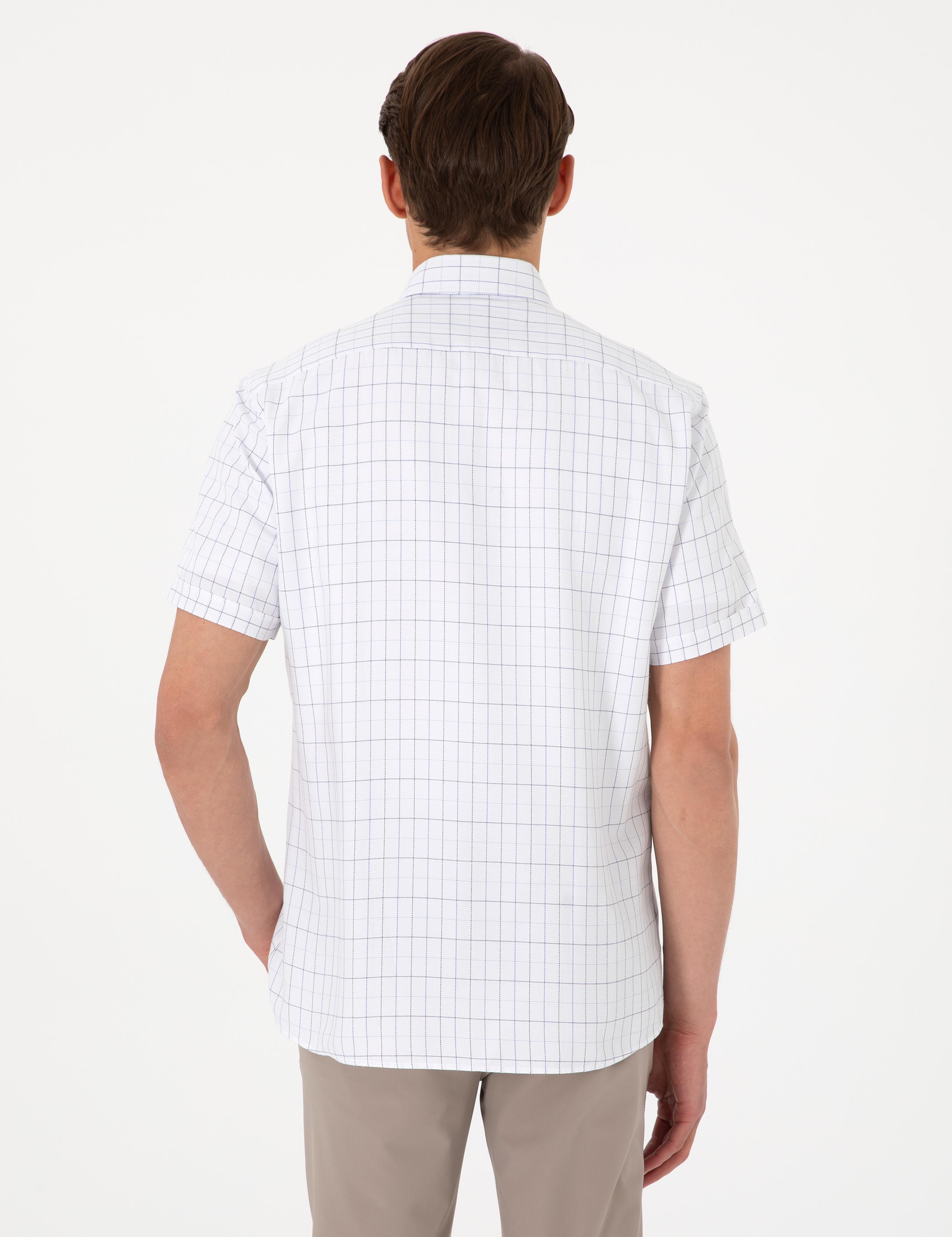 Beyaz Regular Fit Kısa Kollu Gömlek