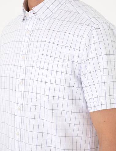 Beyaz Regular Fit Kısa Kollu Gömlek