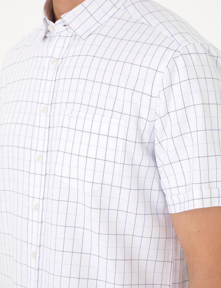 Beyaz Regular Fit Kısa Kollu Gömlek