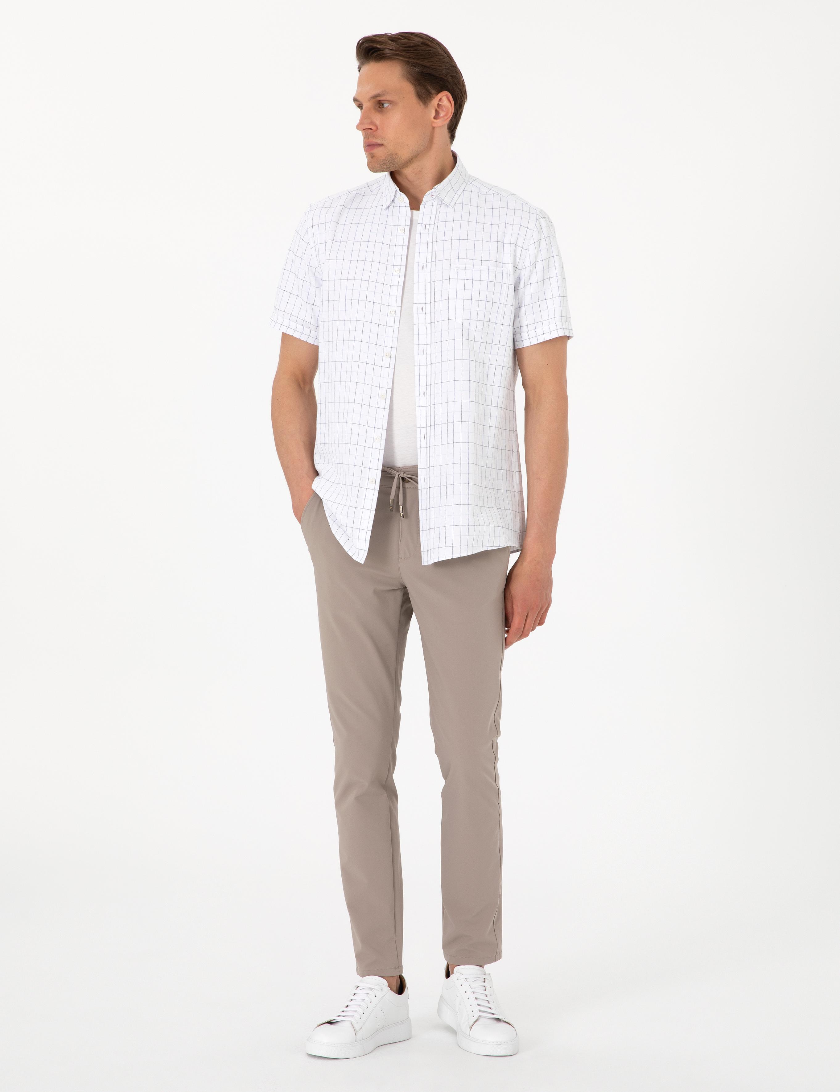 Beyaz Regular Fit Kısa Kollu Gömlek