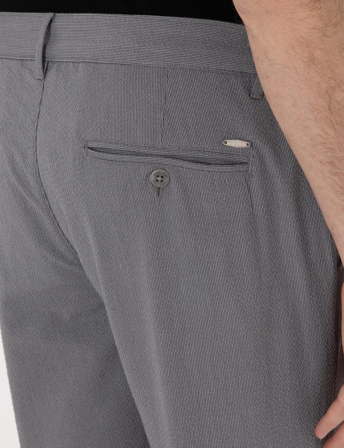 Gri Slim Fit Gofre Kanvas Pantolon - 50308099040