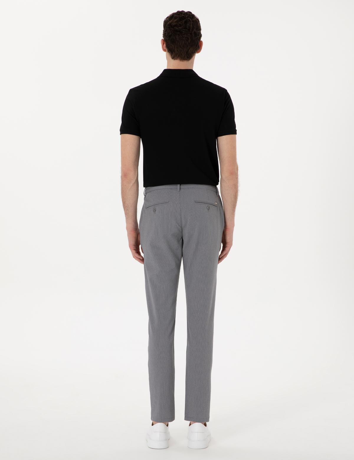 Gri Slim Fit Gofre Kanvas Pantolon - 50308099040