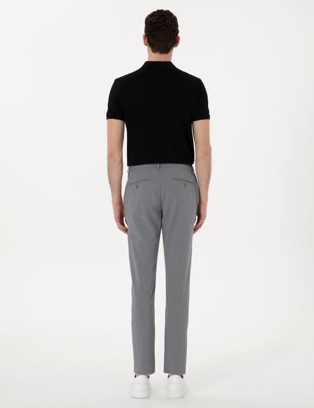 Gri Slim Fit Gofre Kanvas Pantolon - 50308099040