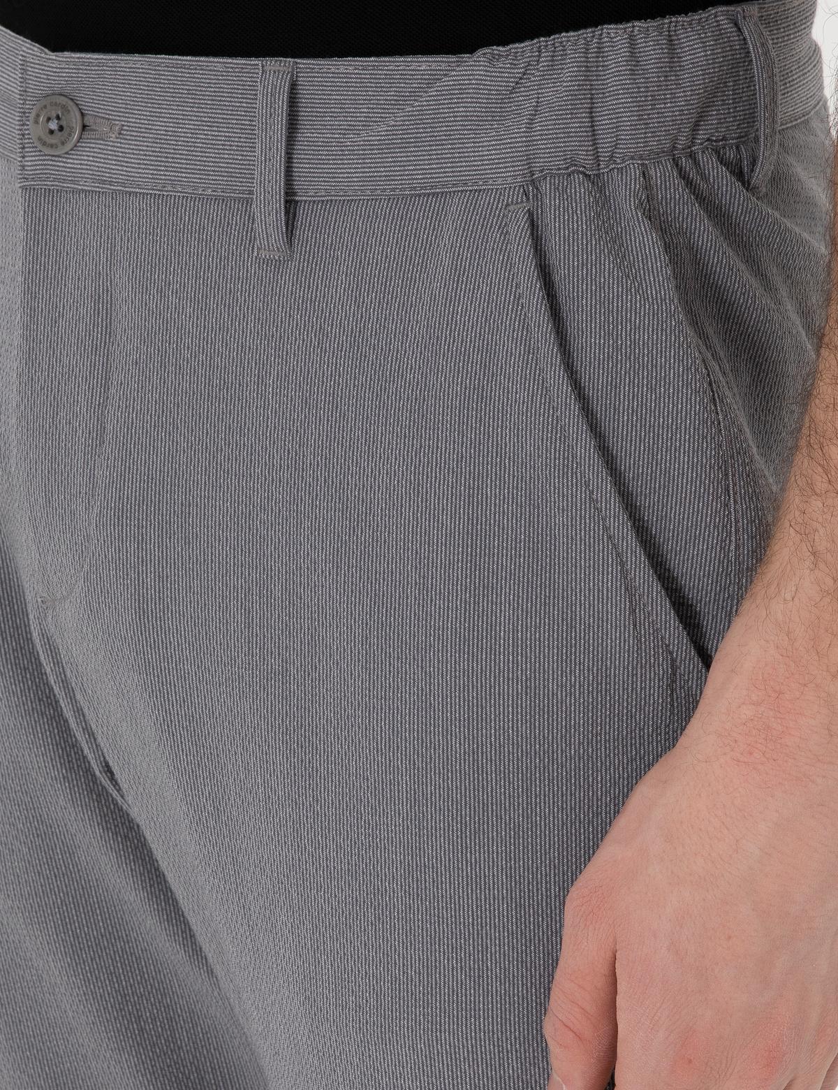 Gri Slim Fit Gofre Kanvas Pantolon - 50308099040