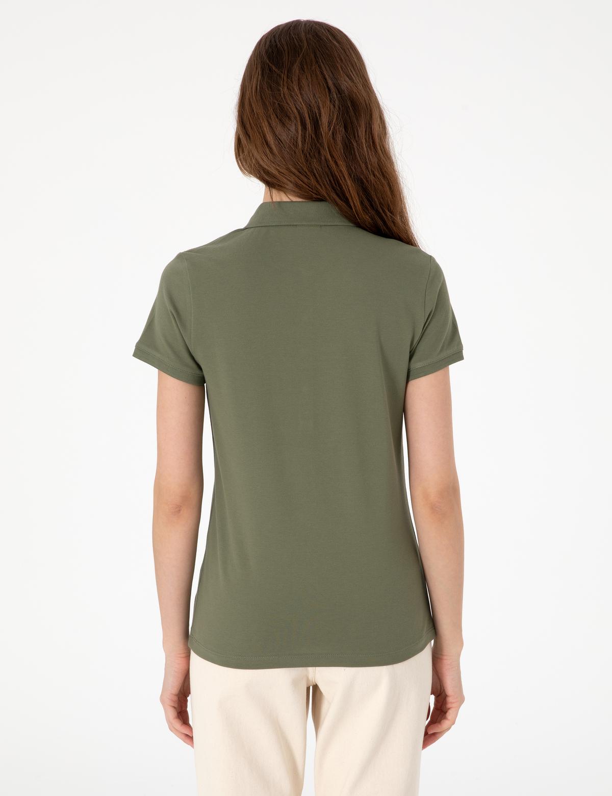 Haki Regular Fit Pamuklu Polo Yaka Basic Tişört - 50305776047