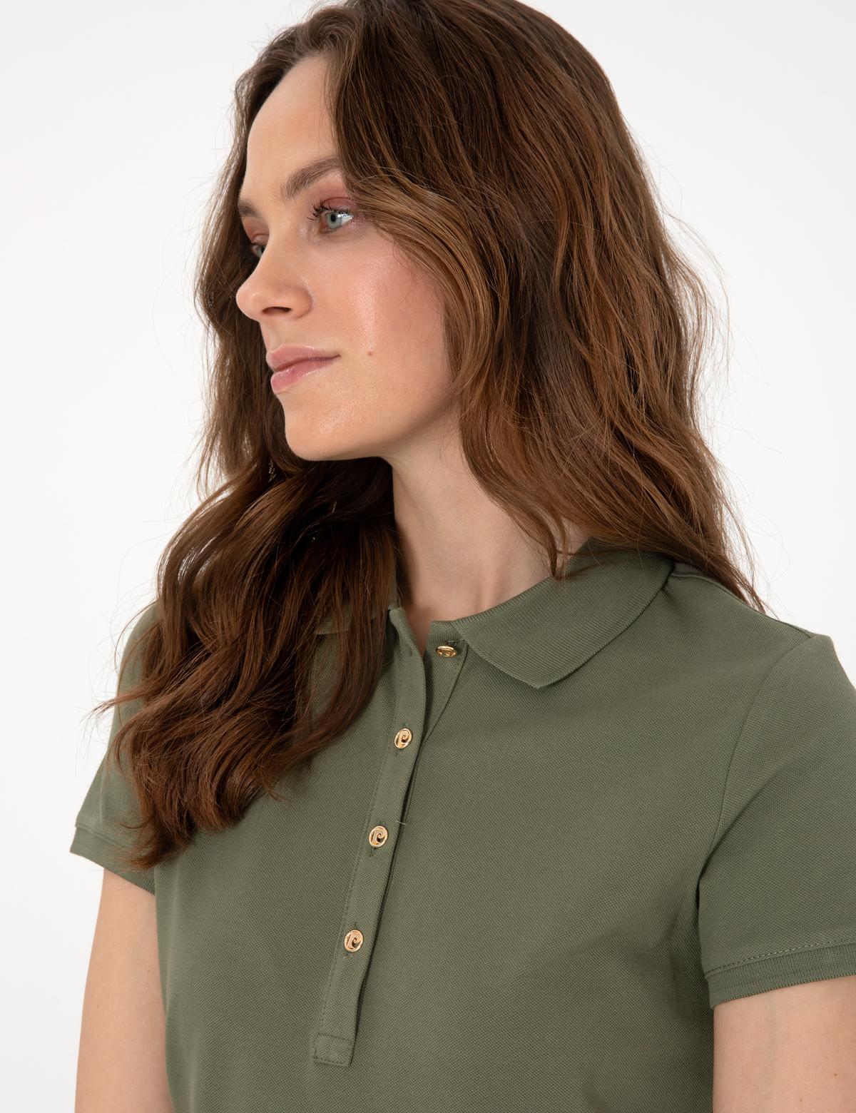 Haki Regular Fit Pamuklu Polo Yaka Basic Tişört - 50305776047