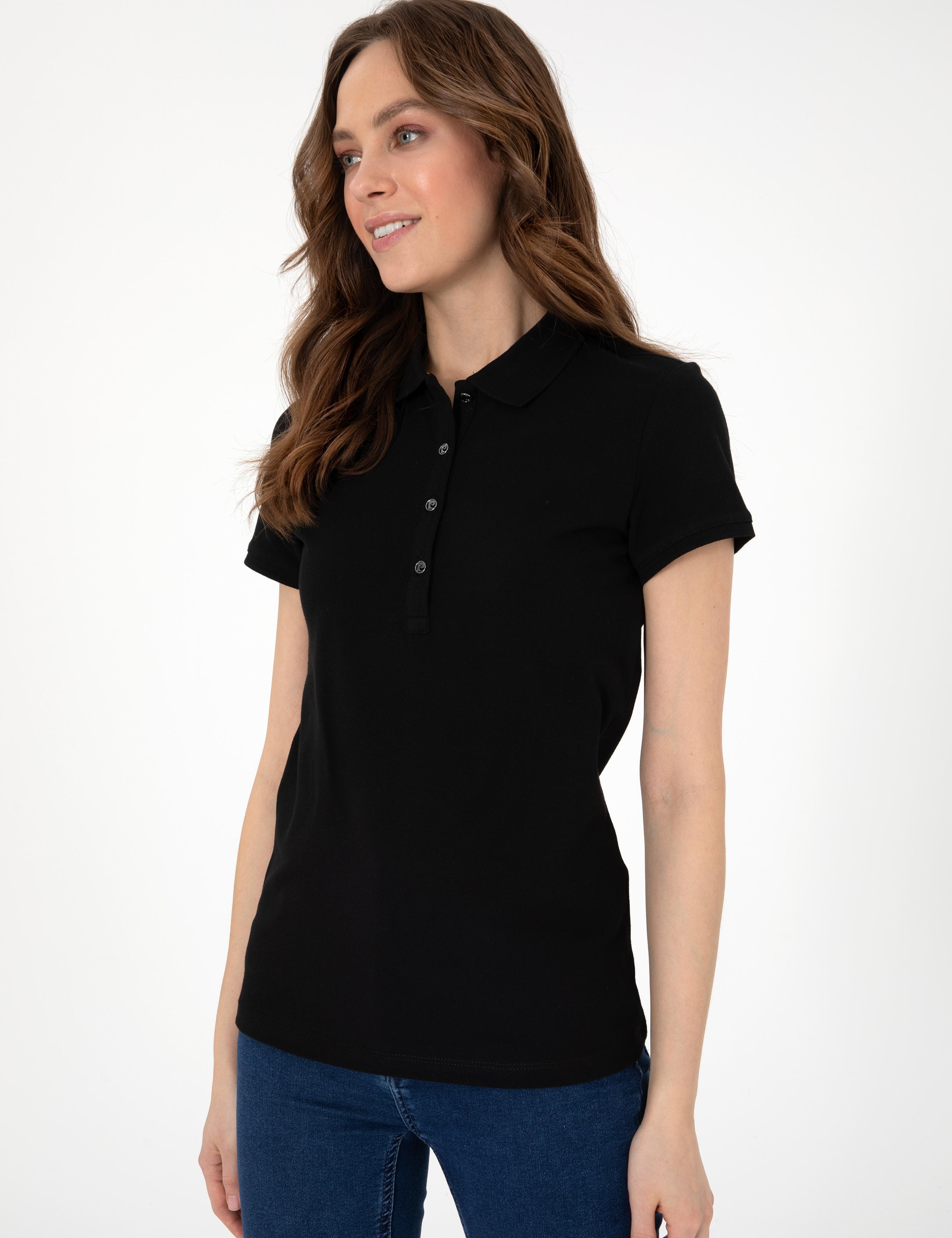 Siyah Regular Fit Pamuklu Polo Yaka Basic Tişört