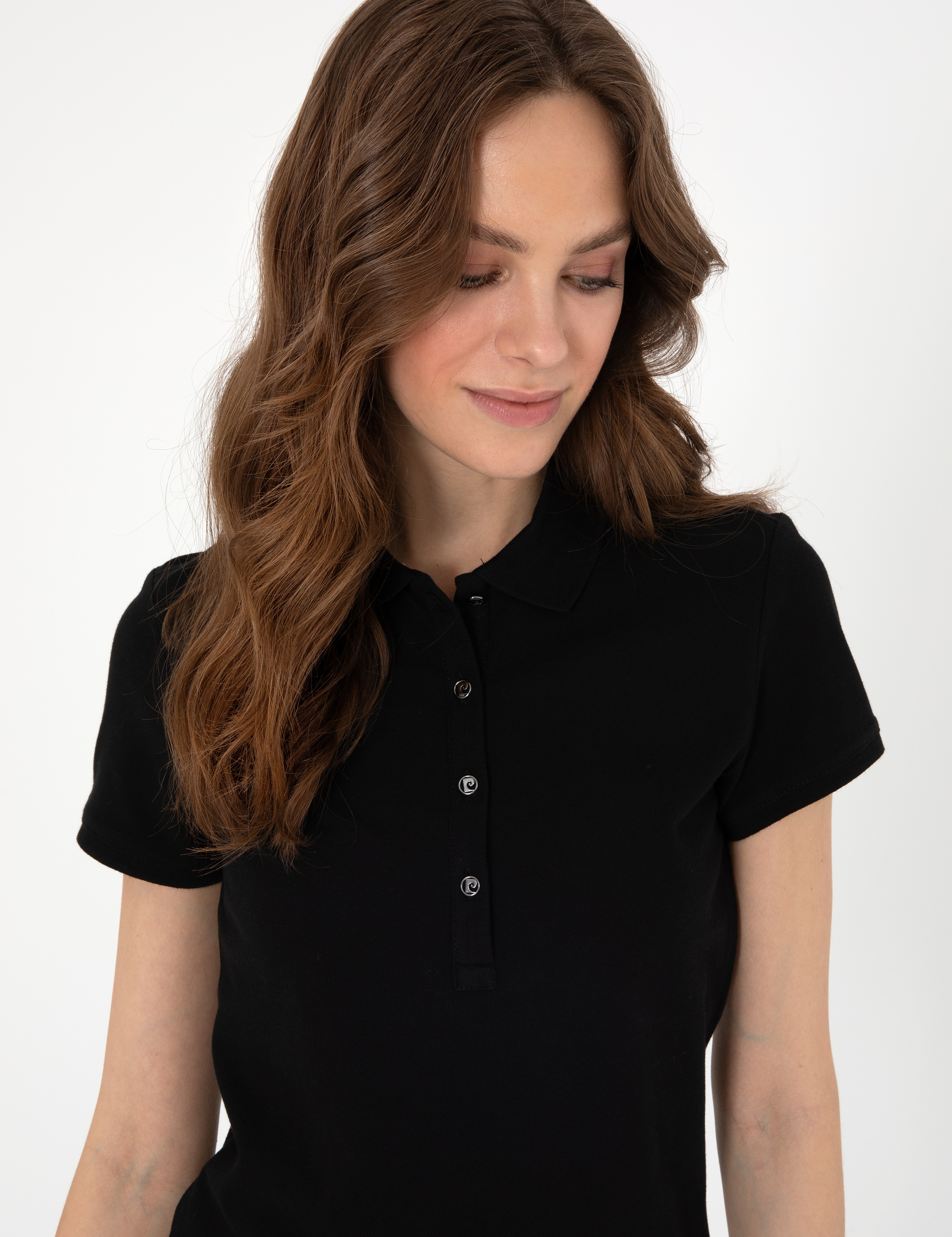 Siyah Slim Fit Pamuklu Polo Yaka Basic Tişört - Image 2