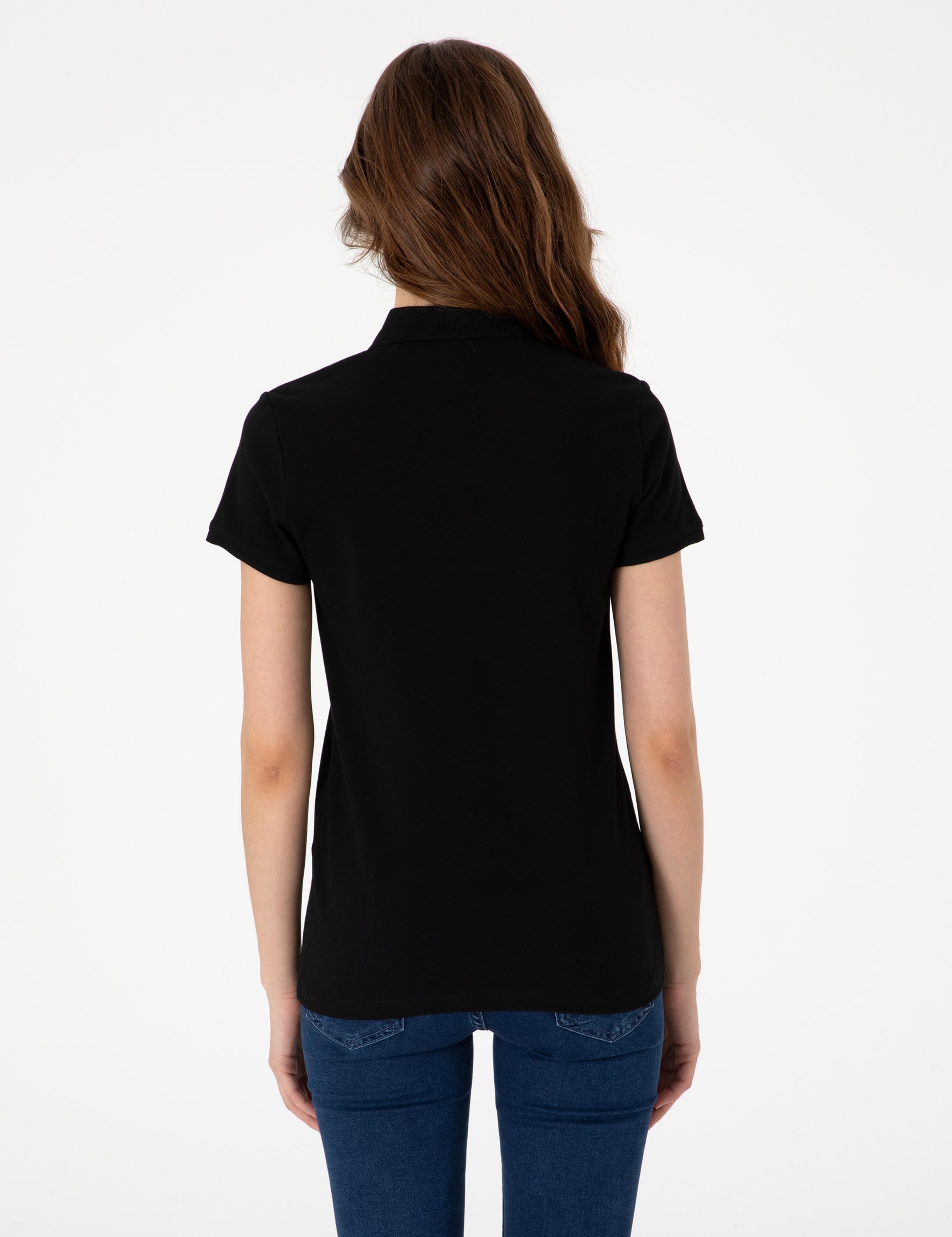 Siyah Regular Fit Pamuklu Polo Yaka Basic Tişört