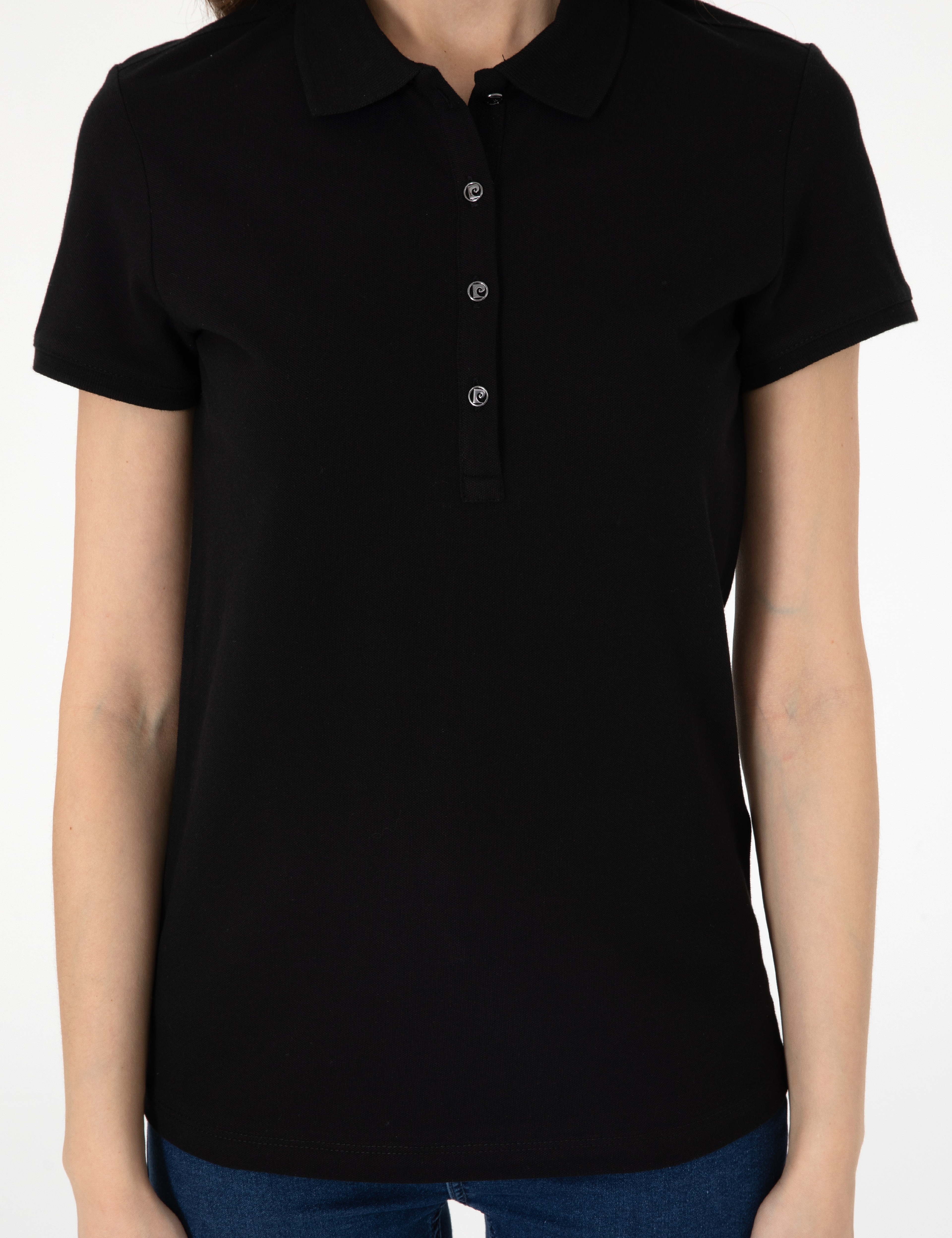 Siyah Slim Fit Pamuklu Polo Yaka Basic Tişört