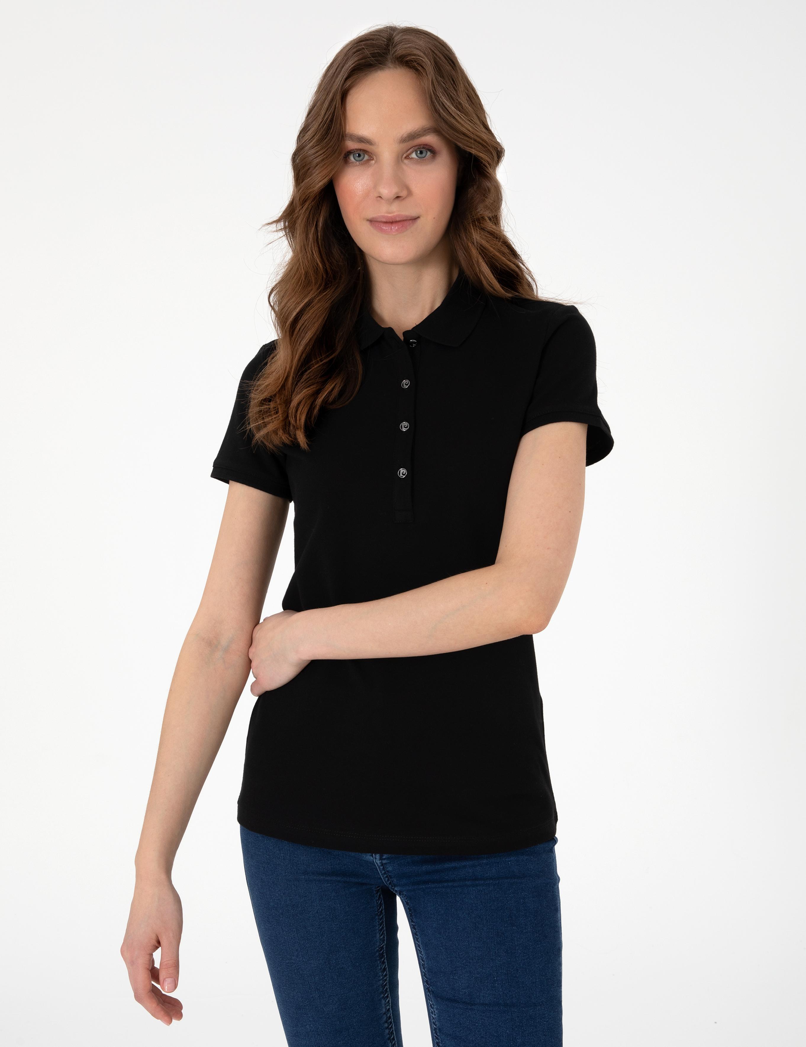 Siyah Regular Fit Pamuklu Polo Yaka Basic Tişört
