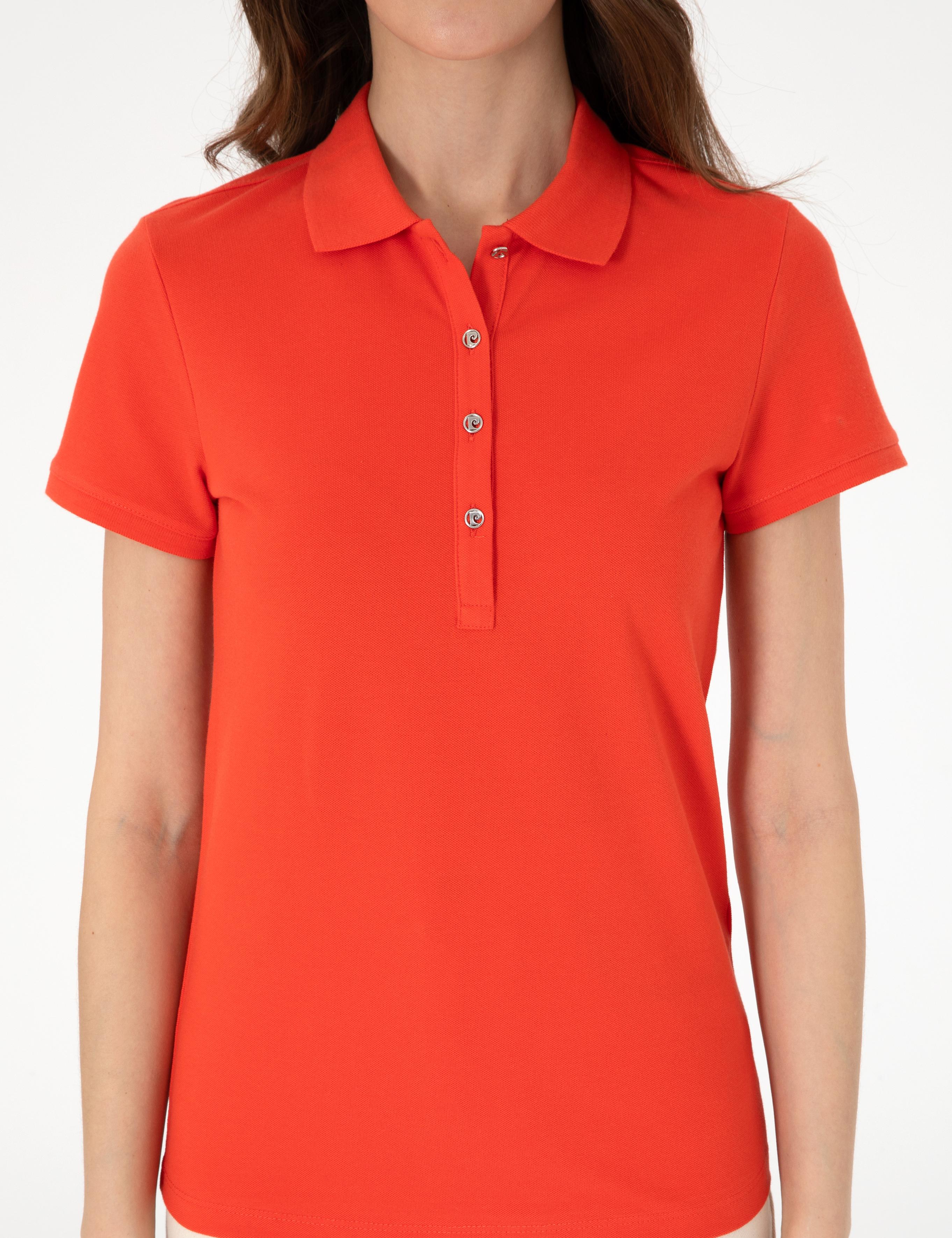 Kırmızı Regular Fit Pamuklu Polo Yaka Basic Tişört