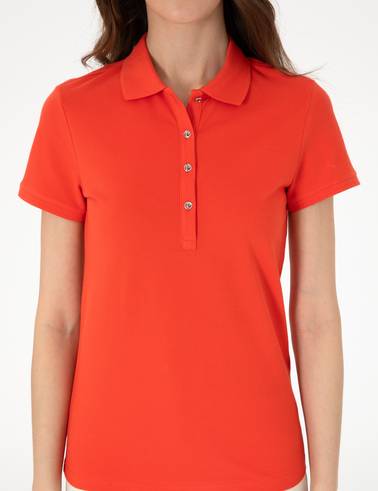 Kırmızı Slim Fit Pamuklu Polo Yaka Basic Tişört