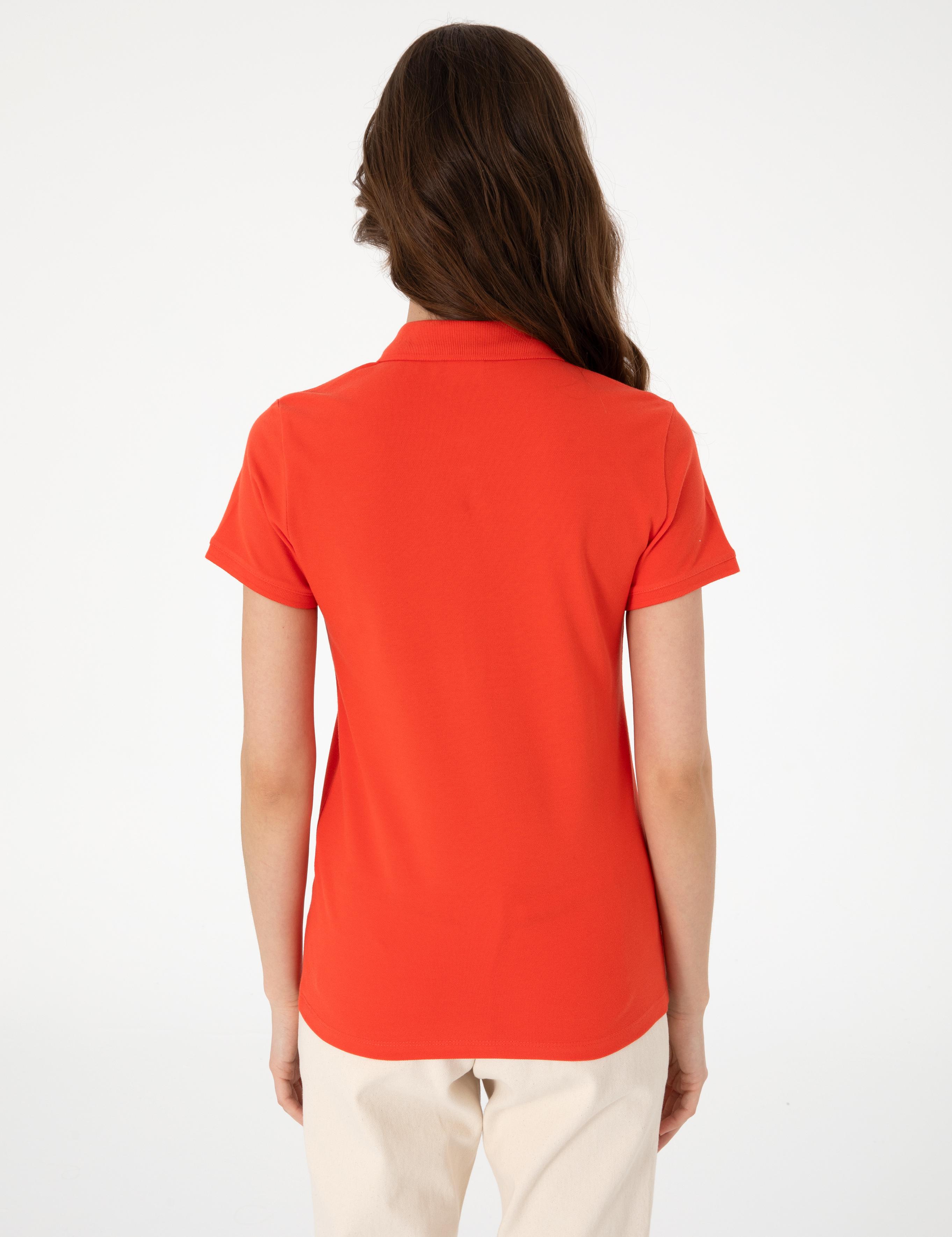 Kırmızı Regular Fit Pamuklu Polo Yaka Basic Tişört