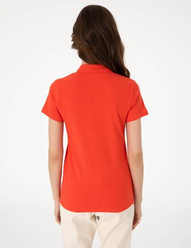 Kırmızı Slim Fit Pamuklu Polo Yaka Basic Tişört