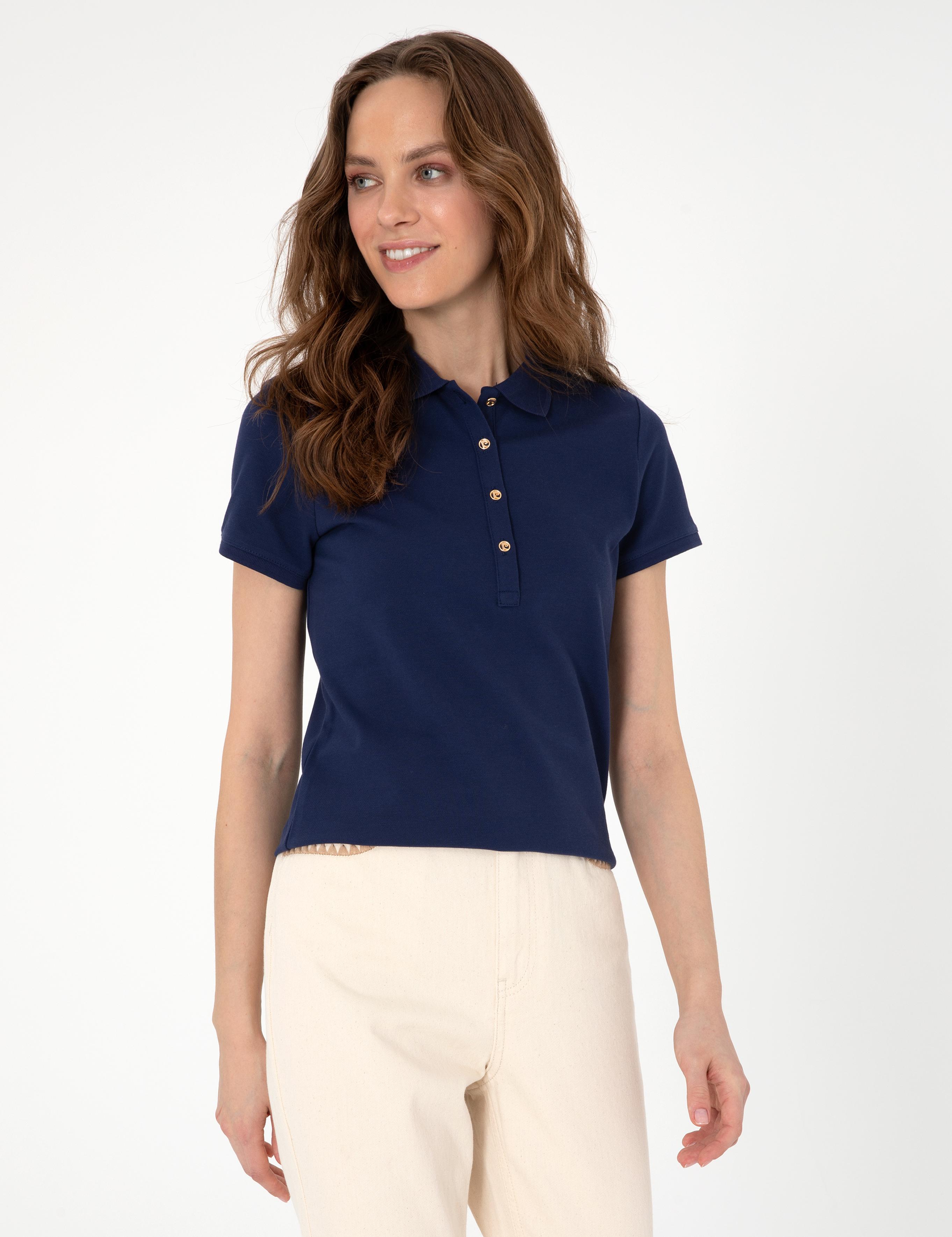 Lacivert Regular Fit Pamuklu Polo Yaka Basic Tişört