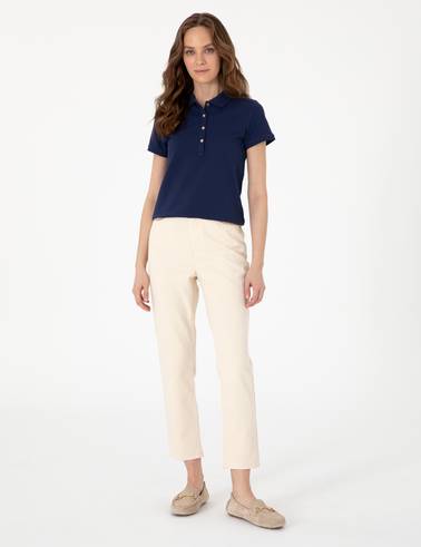 Lacivert Slim Fit Pamuklu Polo Yaka Basic Tişört