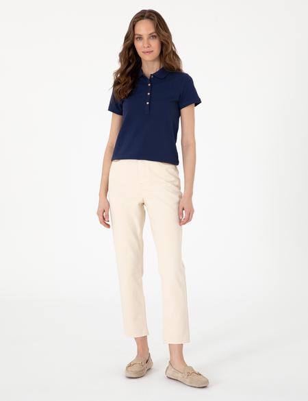 Lacivert Regular Fit Pamuklu Polo Yaka Basic Tişört - 50305776039