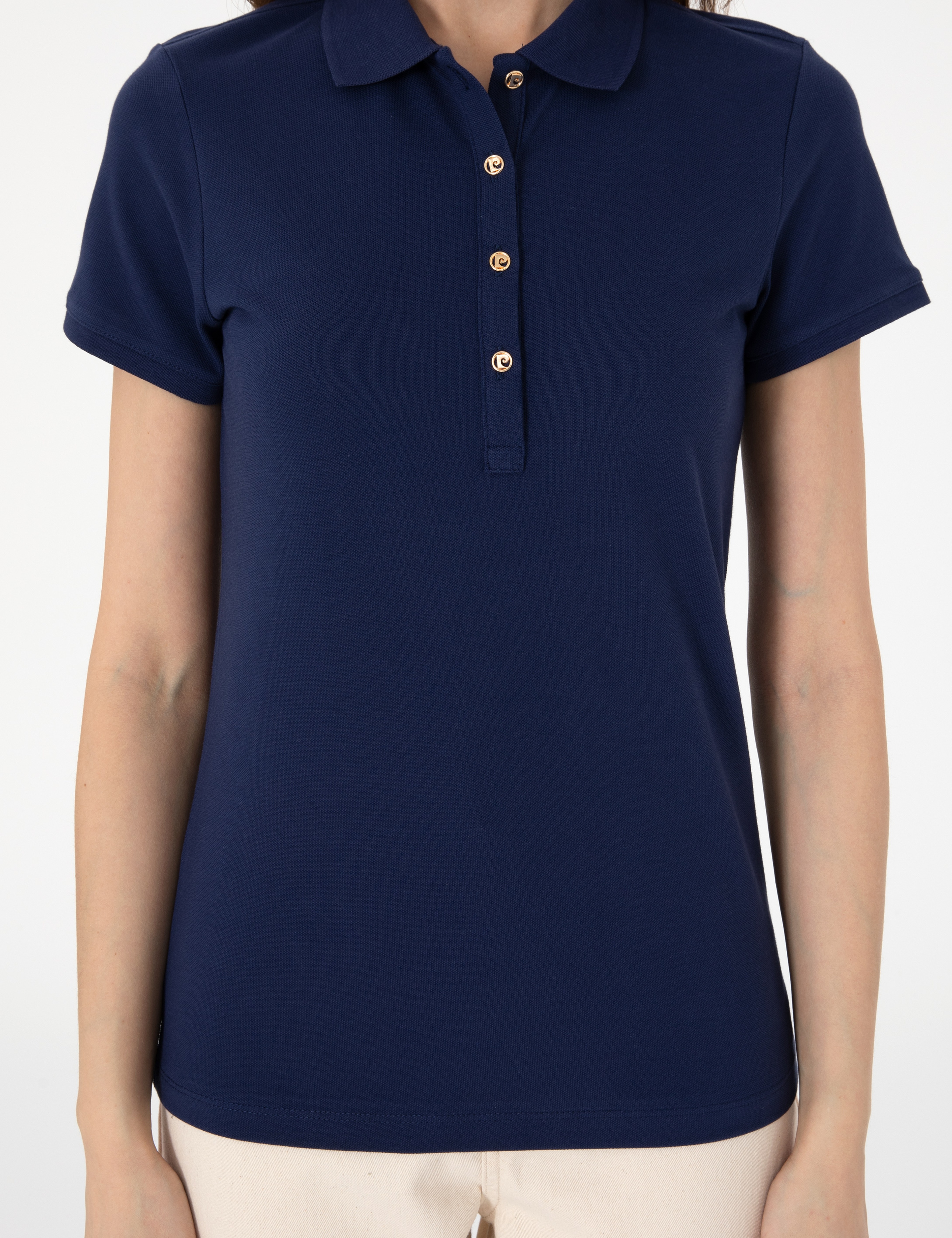 Lacivert Slim Fit Pamuklu Polo Yaka Basic Tişört - Image 6