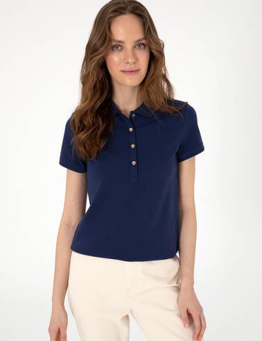 Lacivert Slim Fit Pamuklu Polo Yaka Basic Tişört