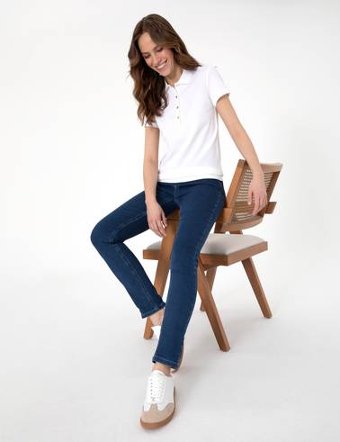 Beyaz Slim Fit Pamuklu Polo Yaka Basic Tişört