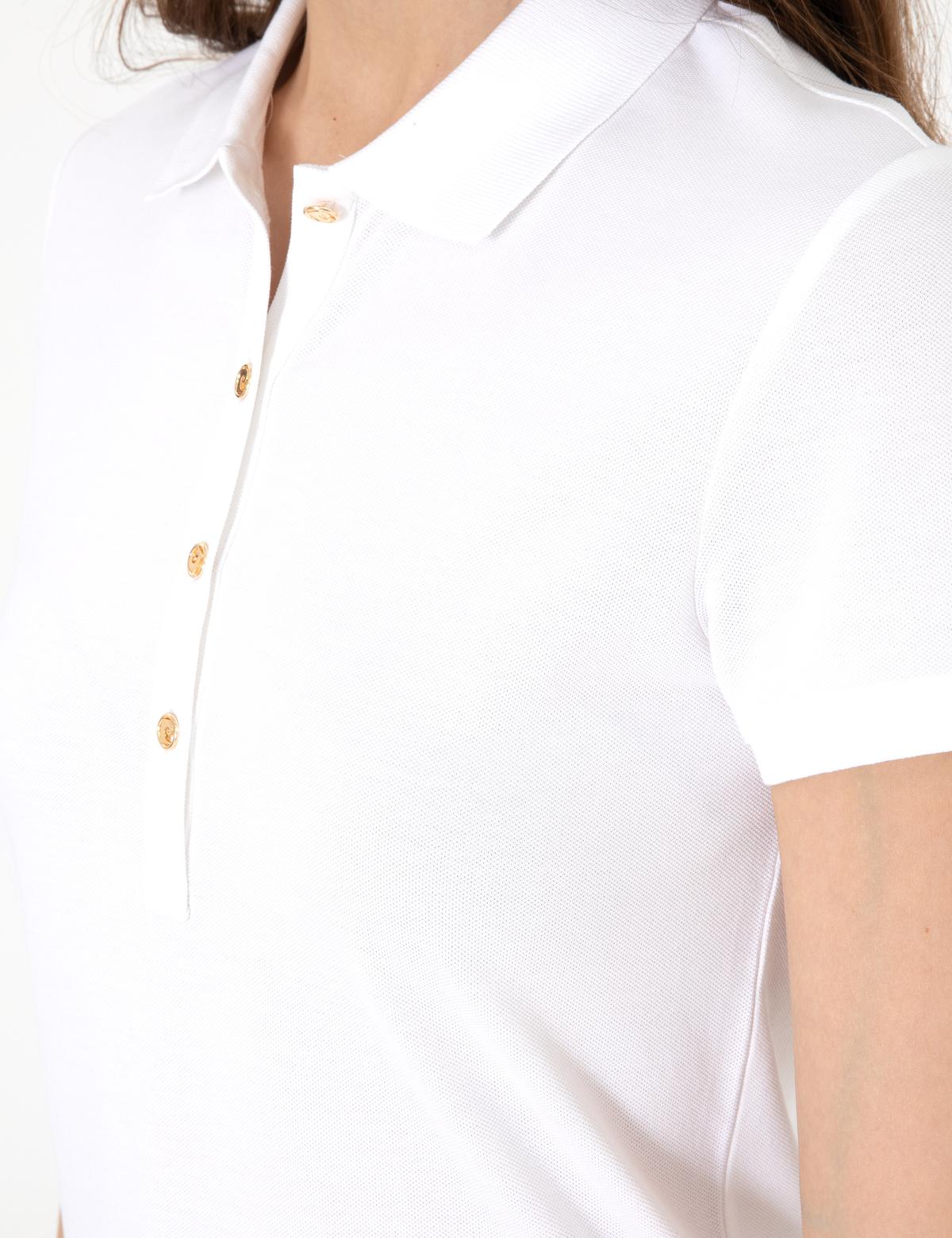 Beyaz Regular Fit Pamuklu Polo Yaka Basic Tişört - 50305776001