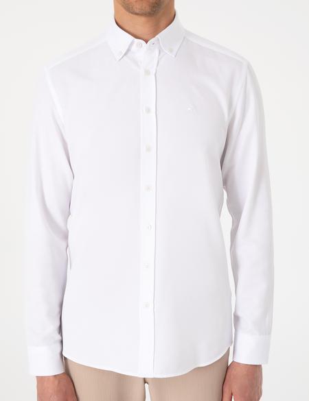 Beyaz Oxford Slim Fit Kolay Ütülenebilir Gömlek - 50306996002