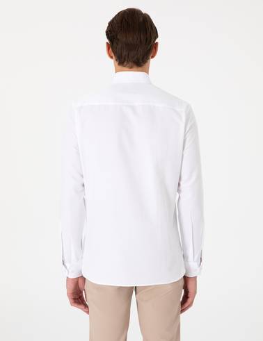 Beyaz Oxford Slim Fit Kolay Ütülenebilir Gömlek