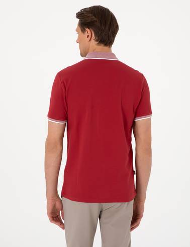Nar Çiçeği Slim Fit %100 Pamuk Düğmeli Polo Yaka Tişört