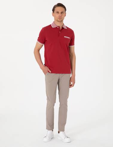 Nar Çiçeği Slim Fit %100 Pamuk Düğmeli Polo Yaka Tişört