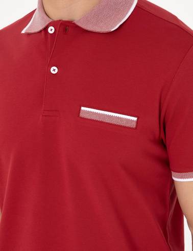 Nar Çiçeği Slim Fit %100 Pamuk Düğmeli Polo Yaka Tişört