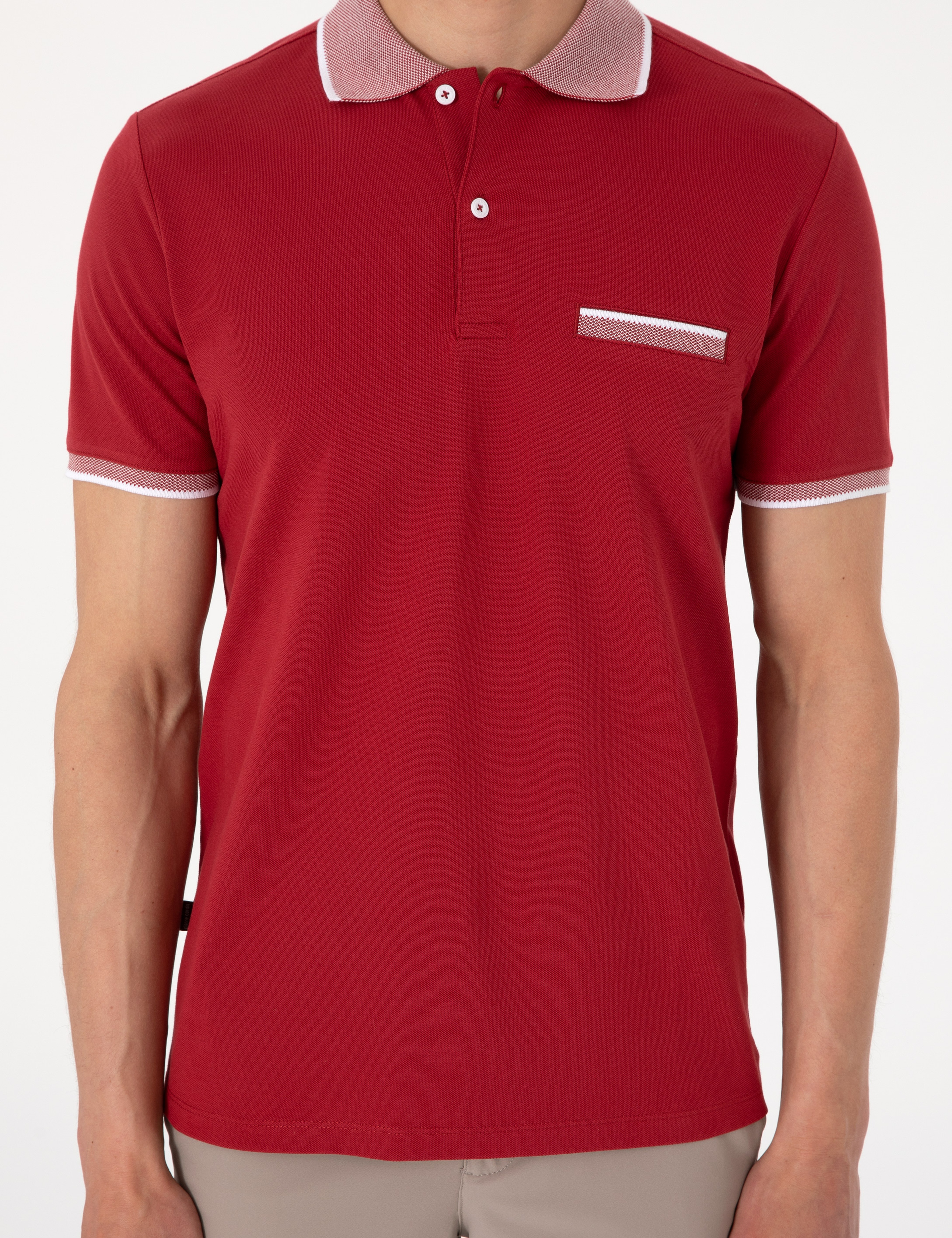 Nar Çiçeği Slim Fit %100 Pamuk Düğmeli Polo Yaka Tişört