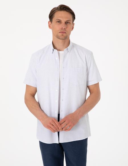 Lacivert Kareli Regular Fit Kısa Kollu Gömlek - 50307262010