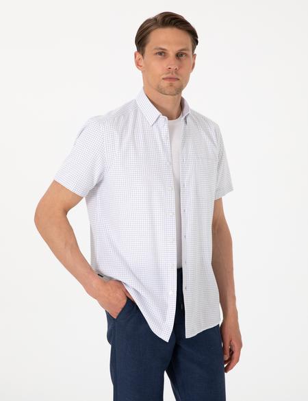 Lacivert Kareli Regular Fit Kısa Kollu Gömlek - 50307262010