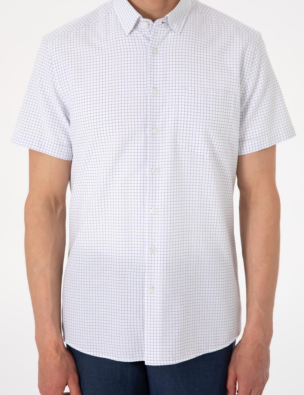 Lacivert Kareli Regular Fit Kısa Kollu Gömlek - 50307262010