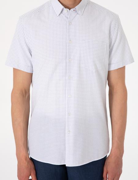 Lacivert Kareli Regular Fit Kısa Kollu Gömlek - 50307262010