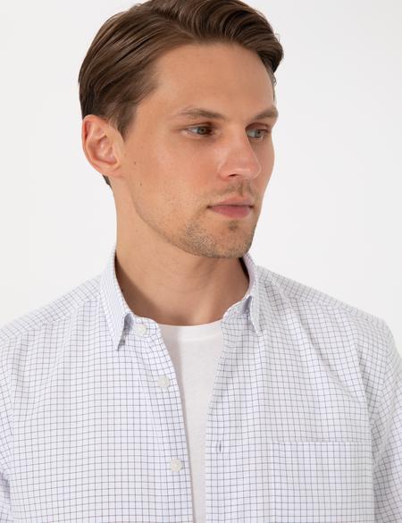 Lacivert Kareli Regular Fit Kısa Kollu Gömlek - 50307262010