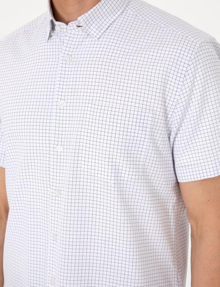 Lacivert Kareli Regular Fit Kısa Kollu Gömlek - 50307262010