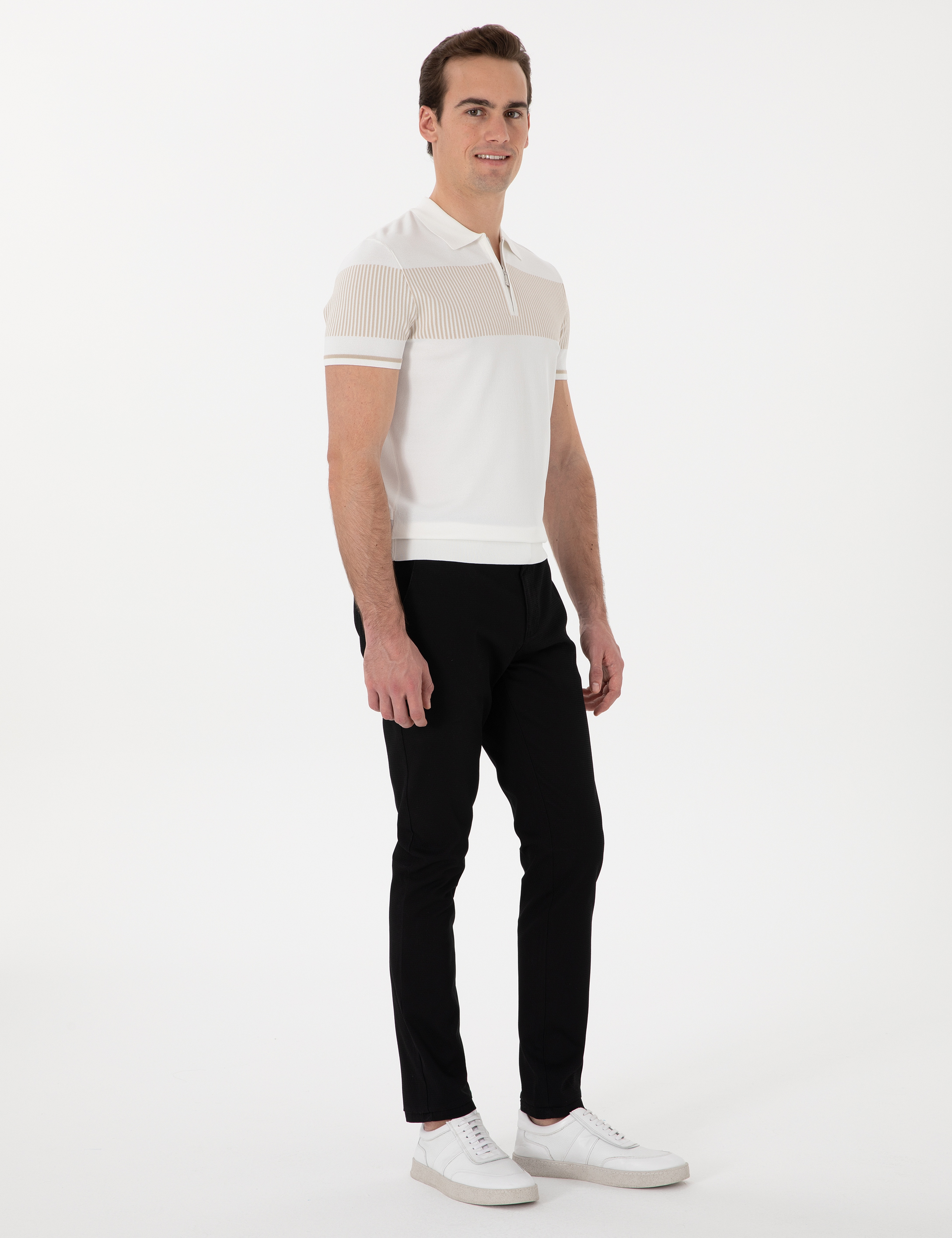 Siyah Slim Fit Kanvas Pantolon - Image 3