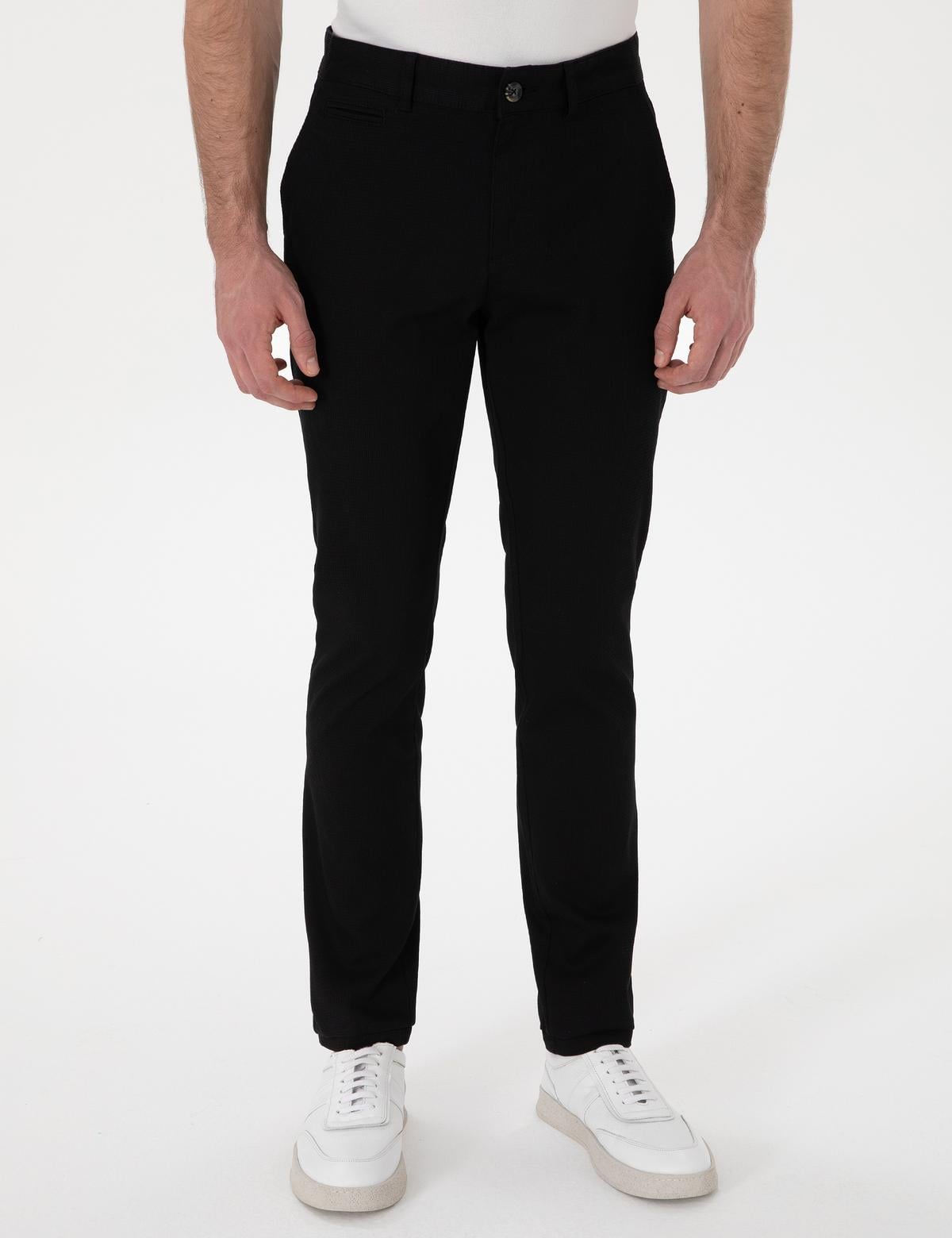 Siyah Slim Fit Kanvas Pantolon - 50308077023